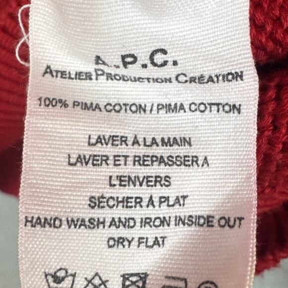 A.P.C. Men's Pima Cotton Sweater Mixed Knit Red Size S Quiet Luxury Minimalist - Picture 8 of 8